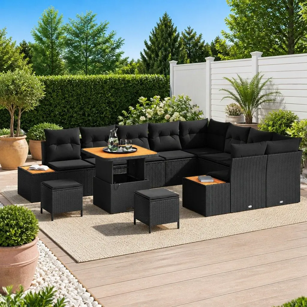 12-Piece Garden Sofa Set with Adjustable Table