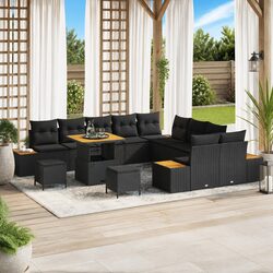 Durable 13-Piece Outdoor Garden Sofa Set in Black