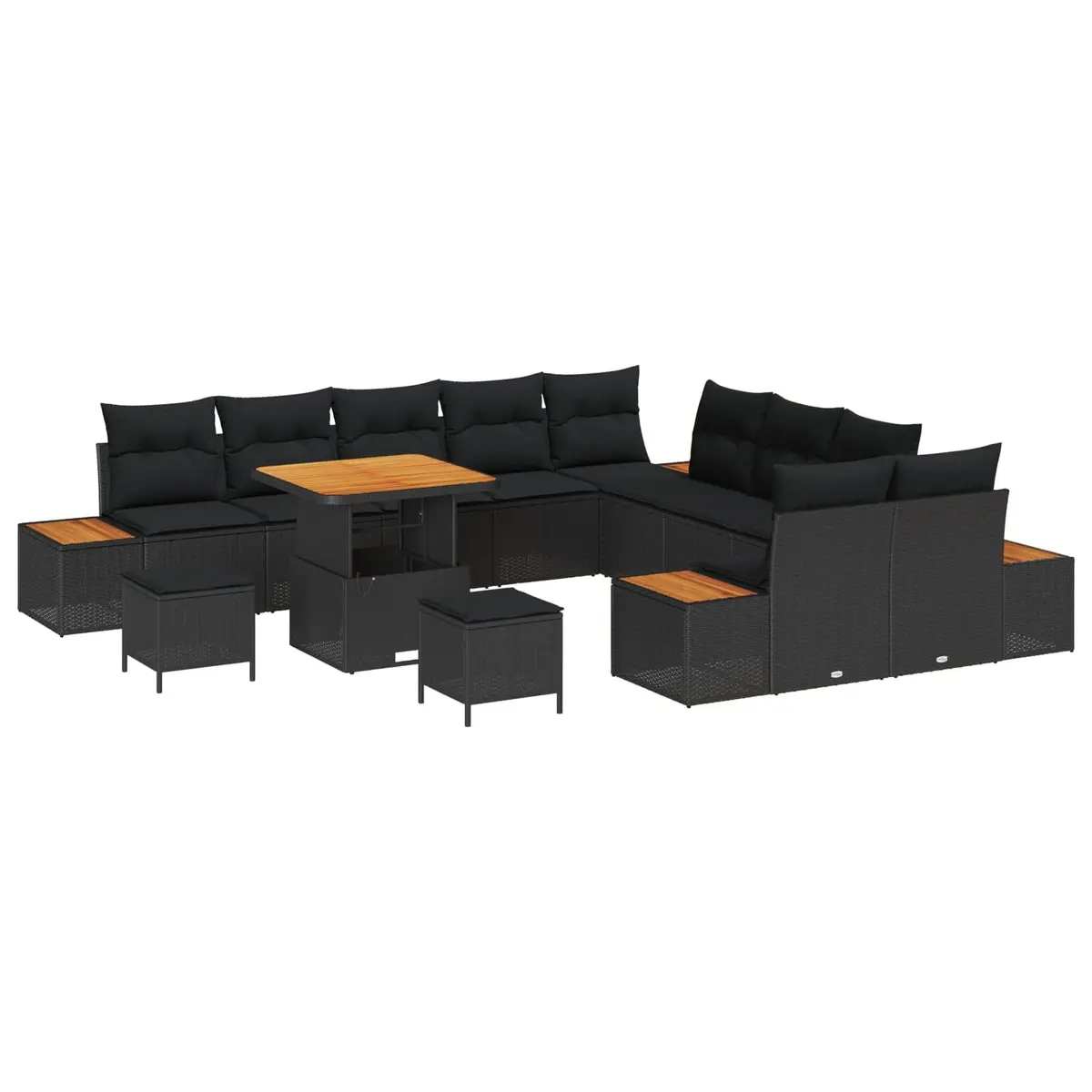 13-Piece Outdoor Garden Sofa Set in Black
