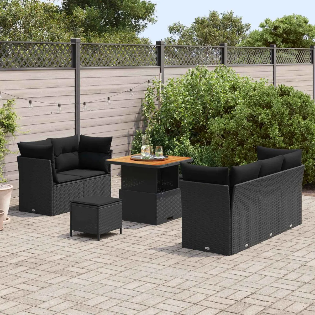 Modular 8-Piece Garden Sofa Set with Steel Frame