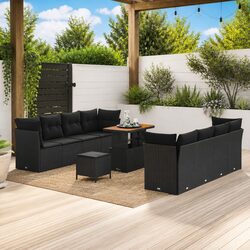 Stylish 11-Piece Black Modular Garden Sofa Set