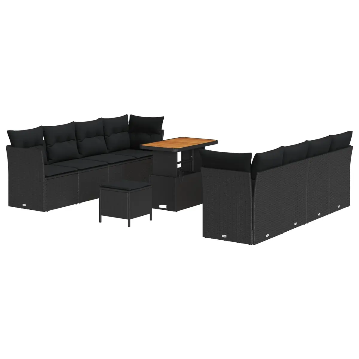 11-Piece Black Modular Garden Sofa Set
