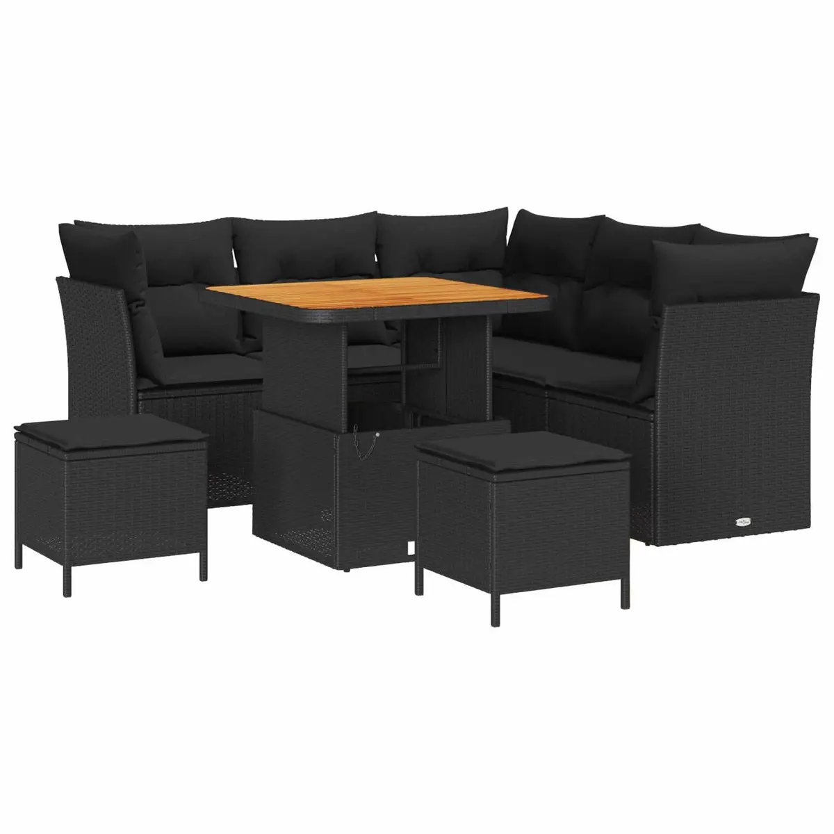 8-Piece Modular Outdoor Sofa Set in Black