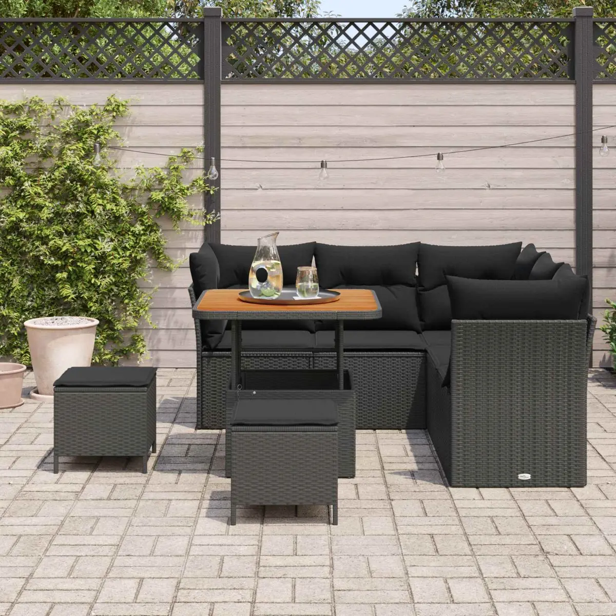 8-Piece Modular Outdoor Sofa Set in Black