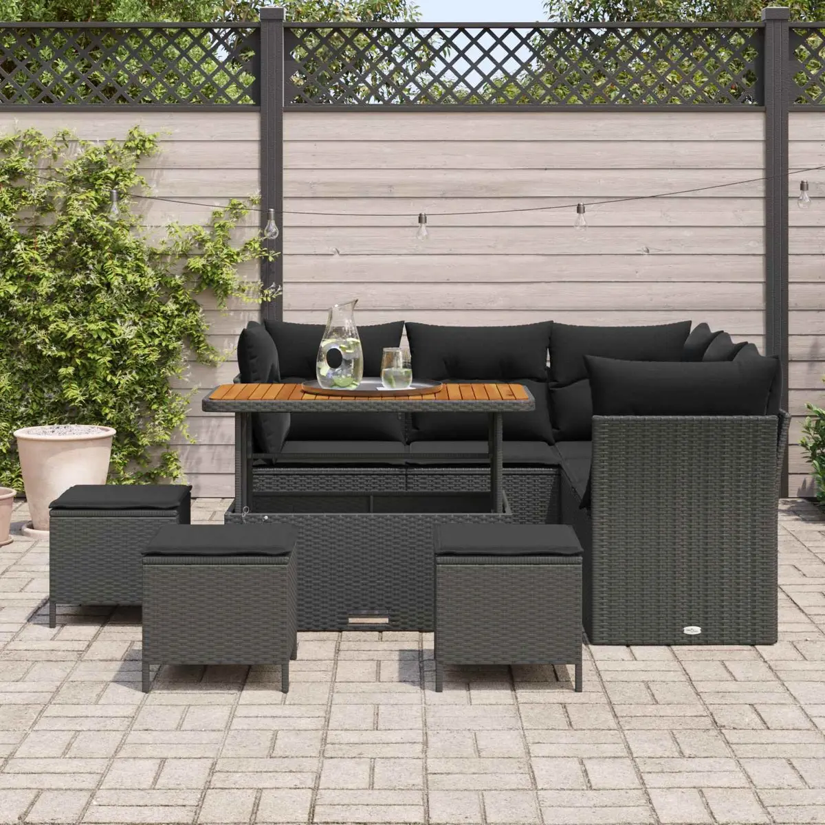 Modular 9pc Outdoor Sofa Set with Steel Frame