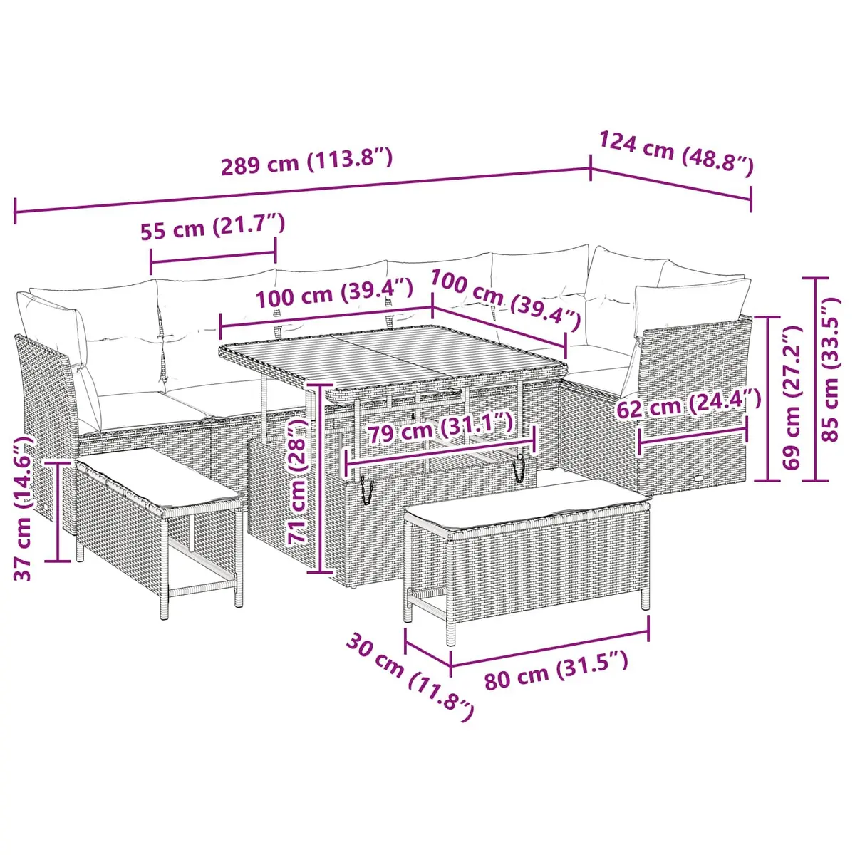 9-Piece Garden Sofa Set for Outdoor Relaxation