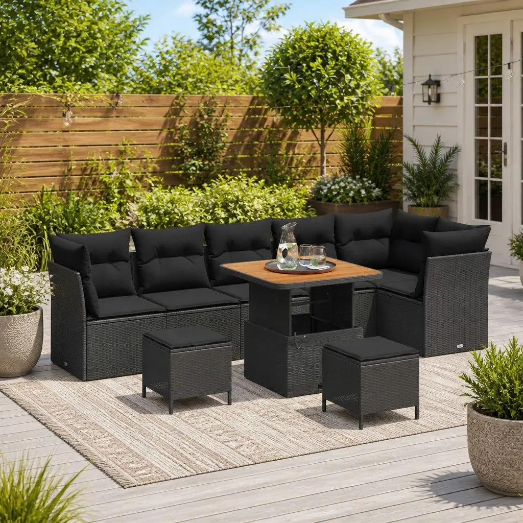 9 Piece Garden Sofa Set with Cushions