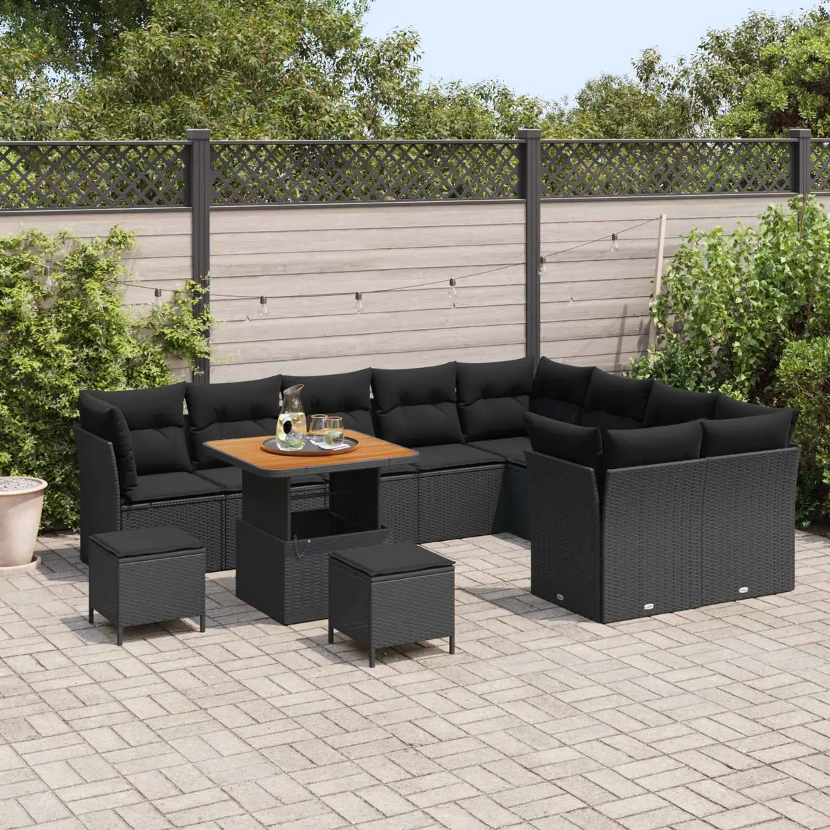 Modular Garden Sofa Set with Storage Cushions