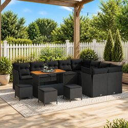 Premium 13 Piece Modular Garden Sofa Set in Black