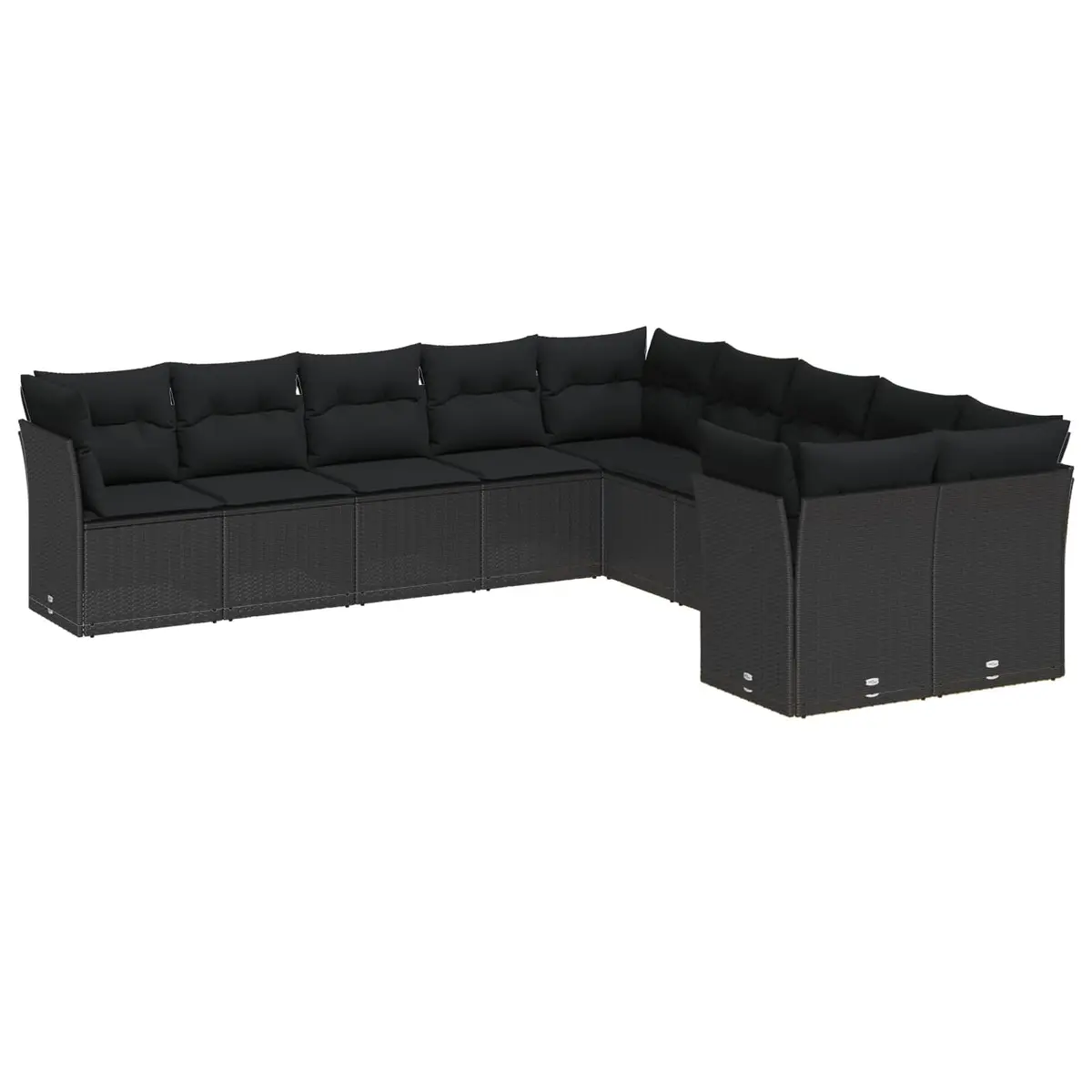 Modular Garden Sofa Set Poly Rattan Acacia Wood 13 Piece Black
