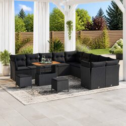 Premium Modular Garden Sofa Set 13 Pieces Black Outdoor
