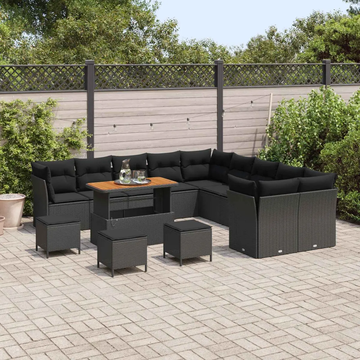 14-Piece Outdoor Garden Sofa Set with Cushions