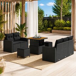 Modular 8-Piece Outdoor Garden Sofa Set in Black