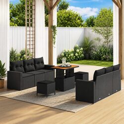 Stylish 9-Piece Modular Outdoor Sofa Set with Steel Frame