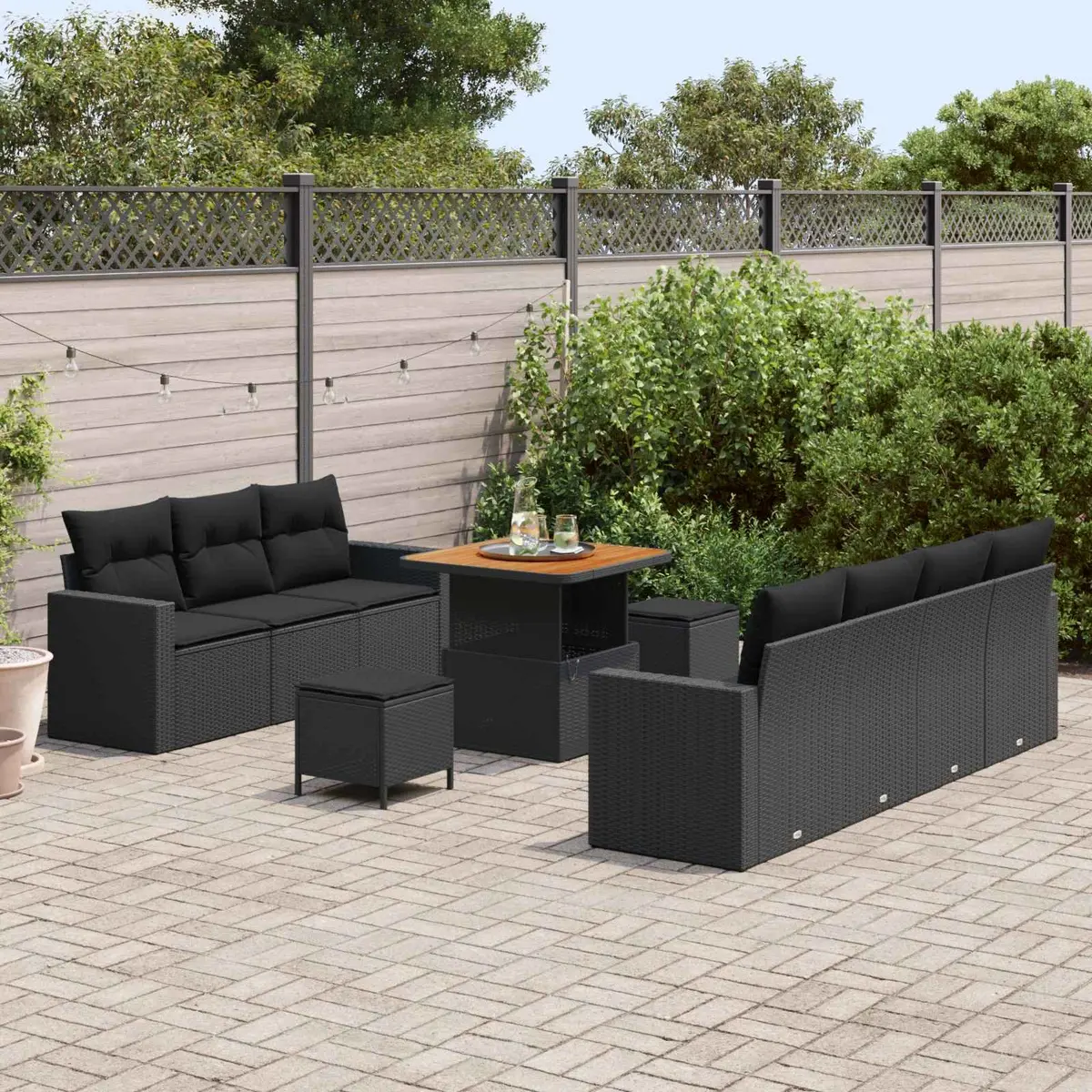 Modular Black Poly Rattan Outdoor Sofa Set