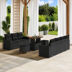 Modular Garden Sofa Set Outdoor Seating Poly Rattan Black with Cushion Storage