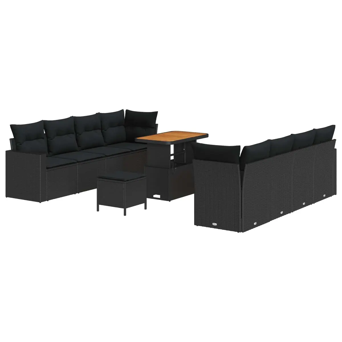 Modular Garden Sofa Set Poly Rattan 12 Piece Black