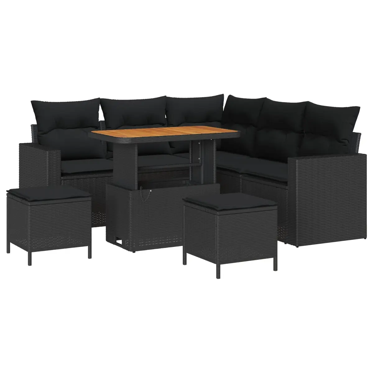 Garden Sofa Set Poly Rattan 9 Piece Black Outdoor Seating