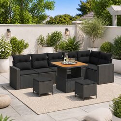 Premium 11-Piece Modular Outdoor Garden Sofa Set - Black