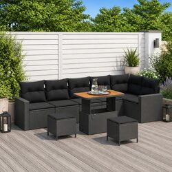 Durable 11 Piece Modular Outdoor Garden Sofa Set Black