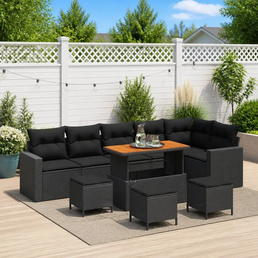 12 Piece Outdoor Garden Sofa Set Poly Rattan Modular Patio Seating Black