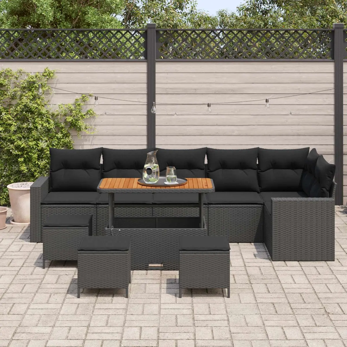 12 Piece Outdoor Garden Sofa Set Poly Rattan Modular Patio Seating Black