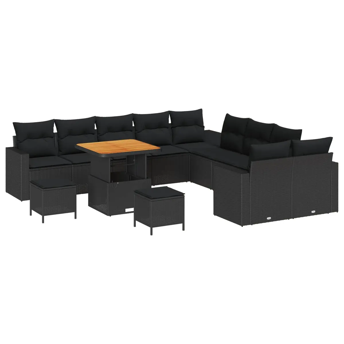 Black Modular Garden Sofa Set with 17 Pieces