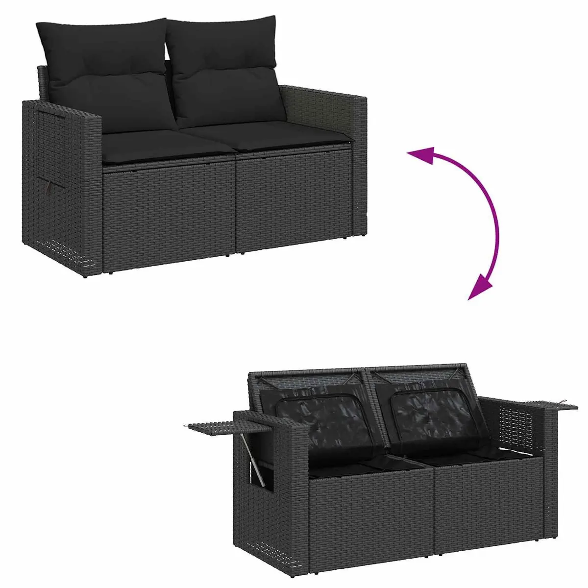 9-Piece Modular Black Garden Sofa Set