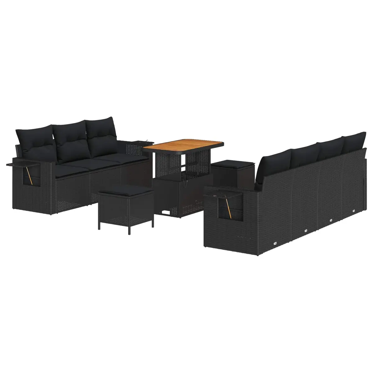 Black Poly Rattan Modular Garden Sofa Set with Storage