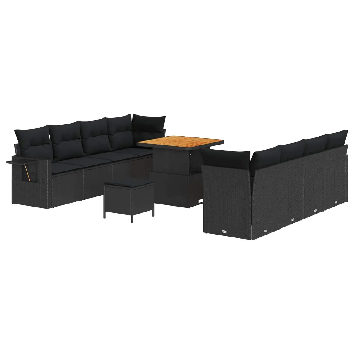 Modular Black Poly Rattan Outdoor Garden Sofa Set 11 Pieces