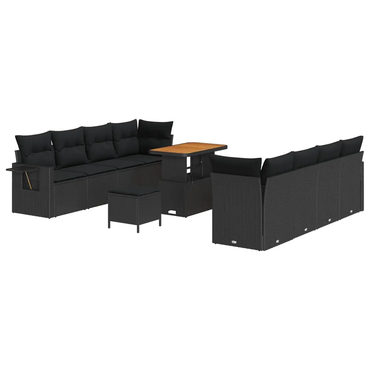 Garden Sofa Set Black Poly Rattan Outdoor Modular Lounge Setting