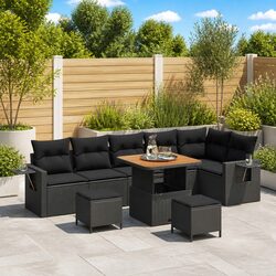 Quality Modular Garden Sofa Set 11 Pieces Black Rattan
