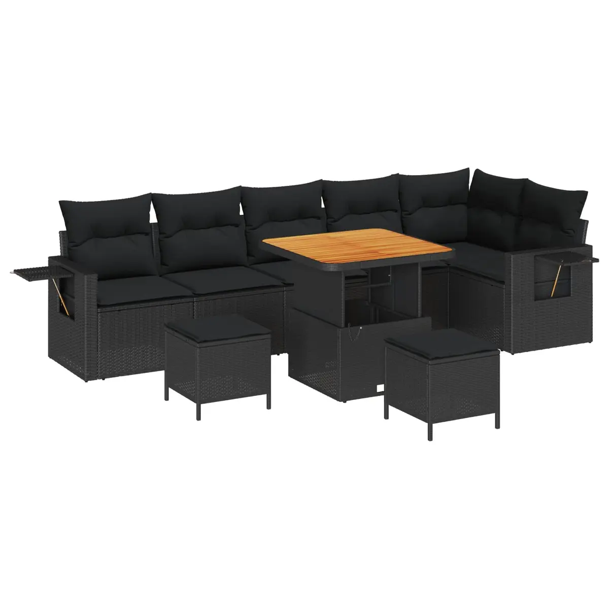 Modular Garden Sofa Set 11 Pieces Black Rattan
