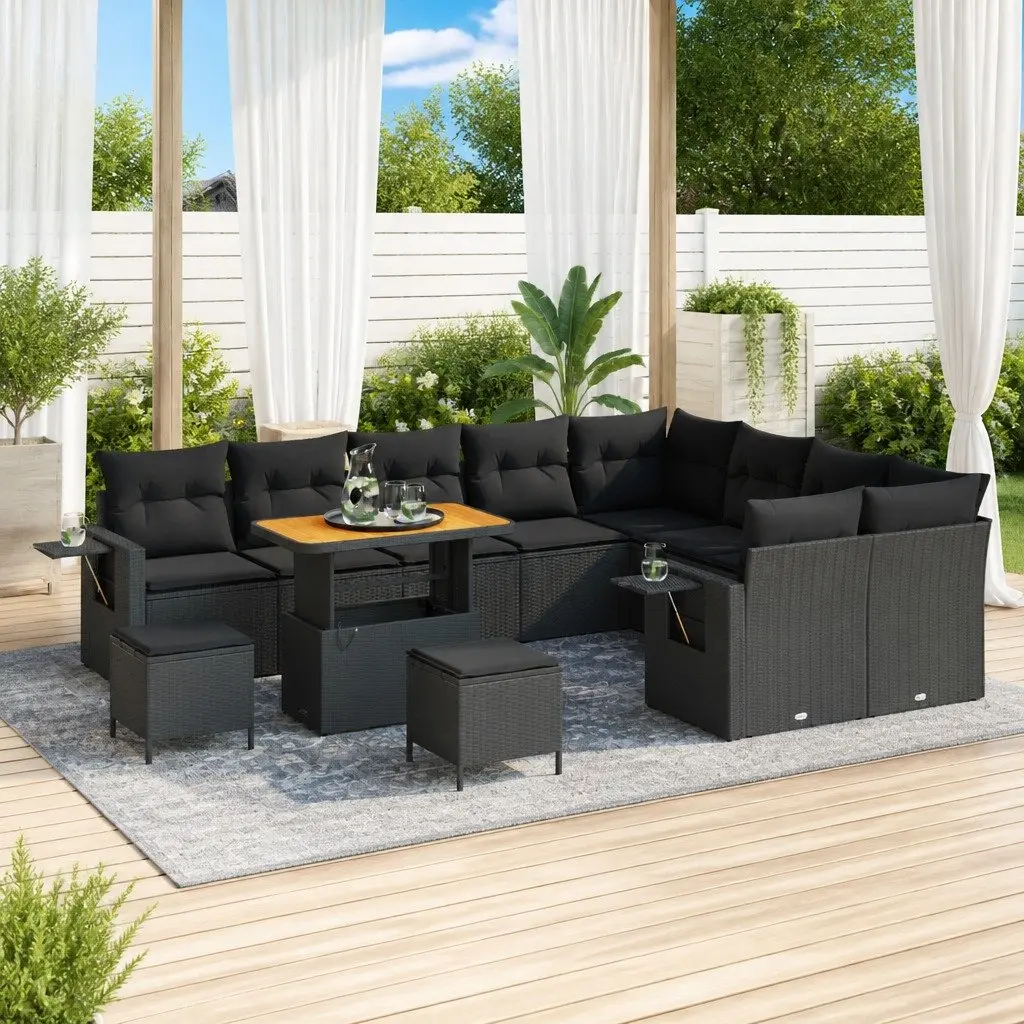 12-Piece Modular Garden Sofa Set in Black