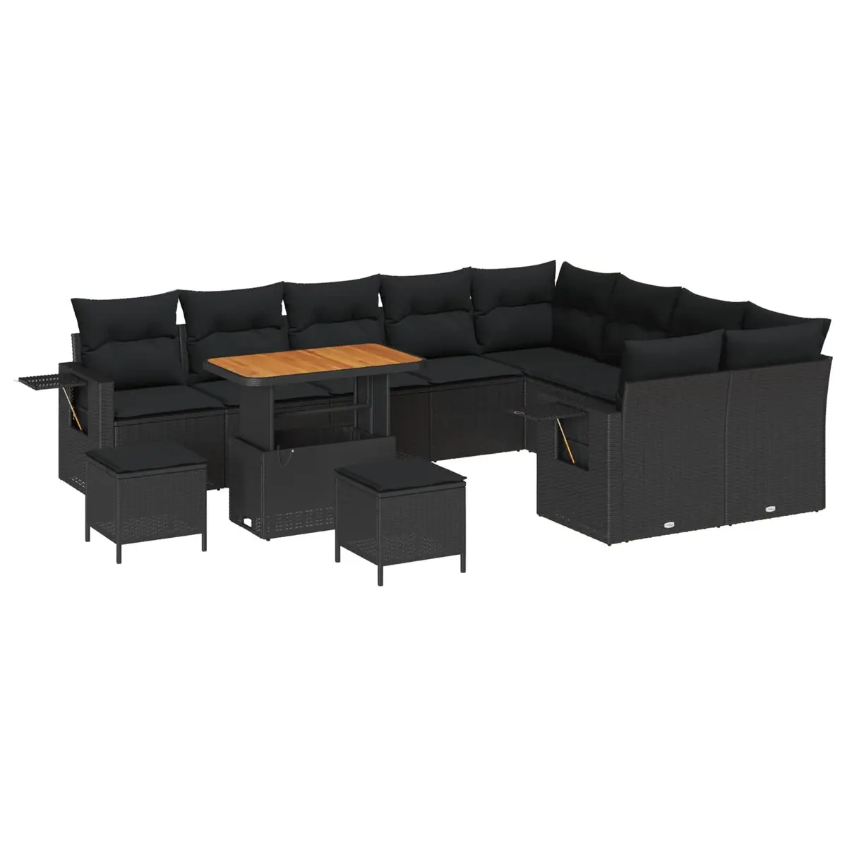 12-Piece Modular Garden Sofa Set in Black