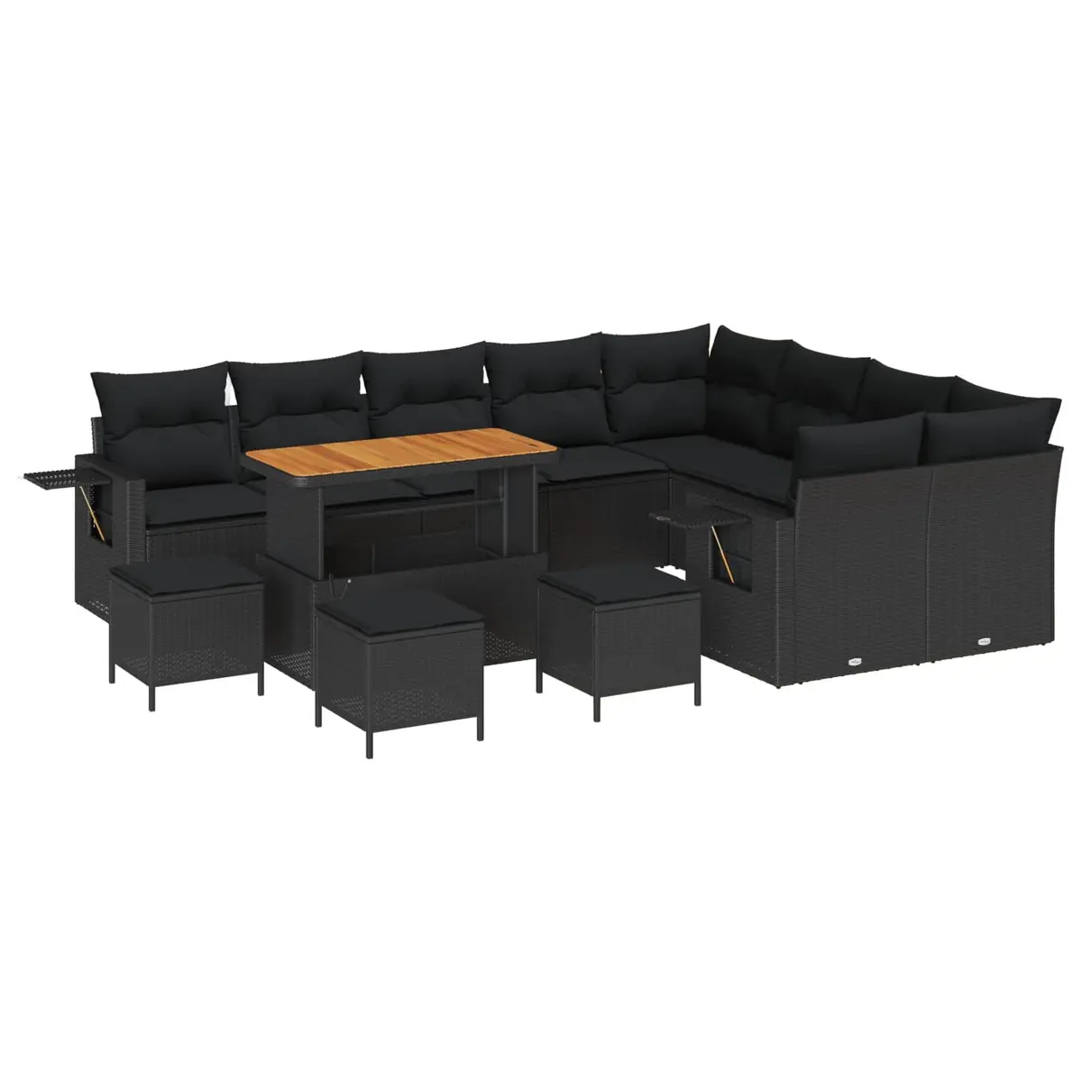 13-Piece Outdoor Modular Sofa Set in Black