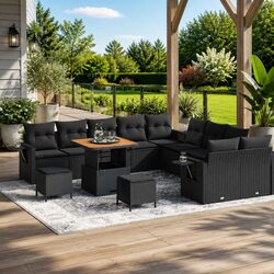13-Piece Modular Outdoor Sofa Set in Black