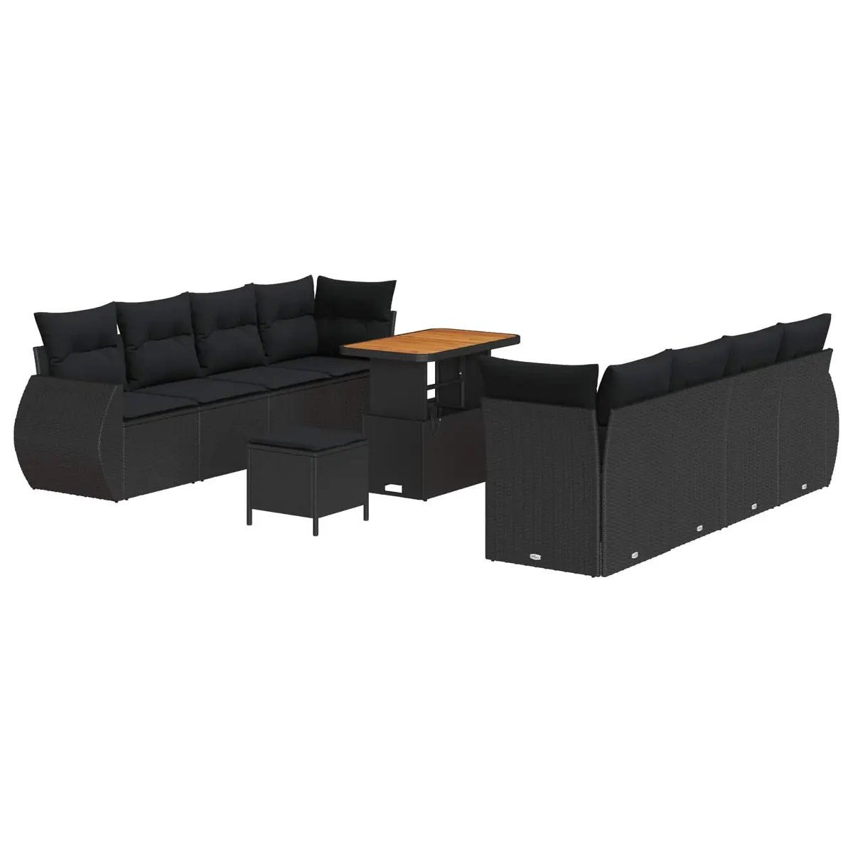 Modular Garden Sofa Set 11 Pieces Black
