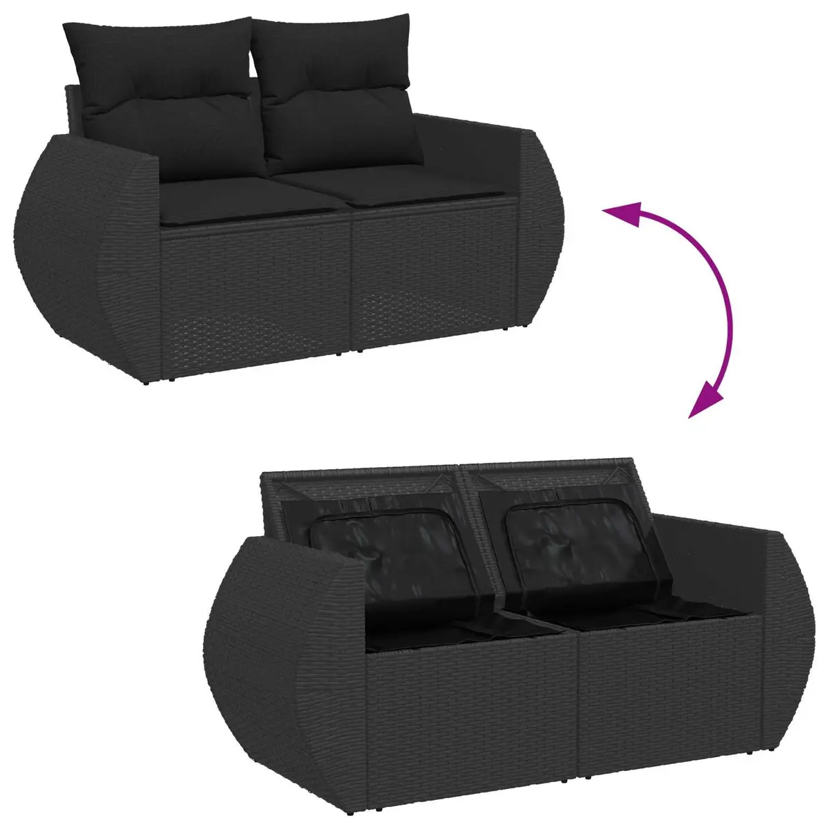 8-Piece Outdoor Garden Sofa Set in Black