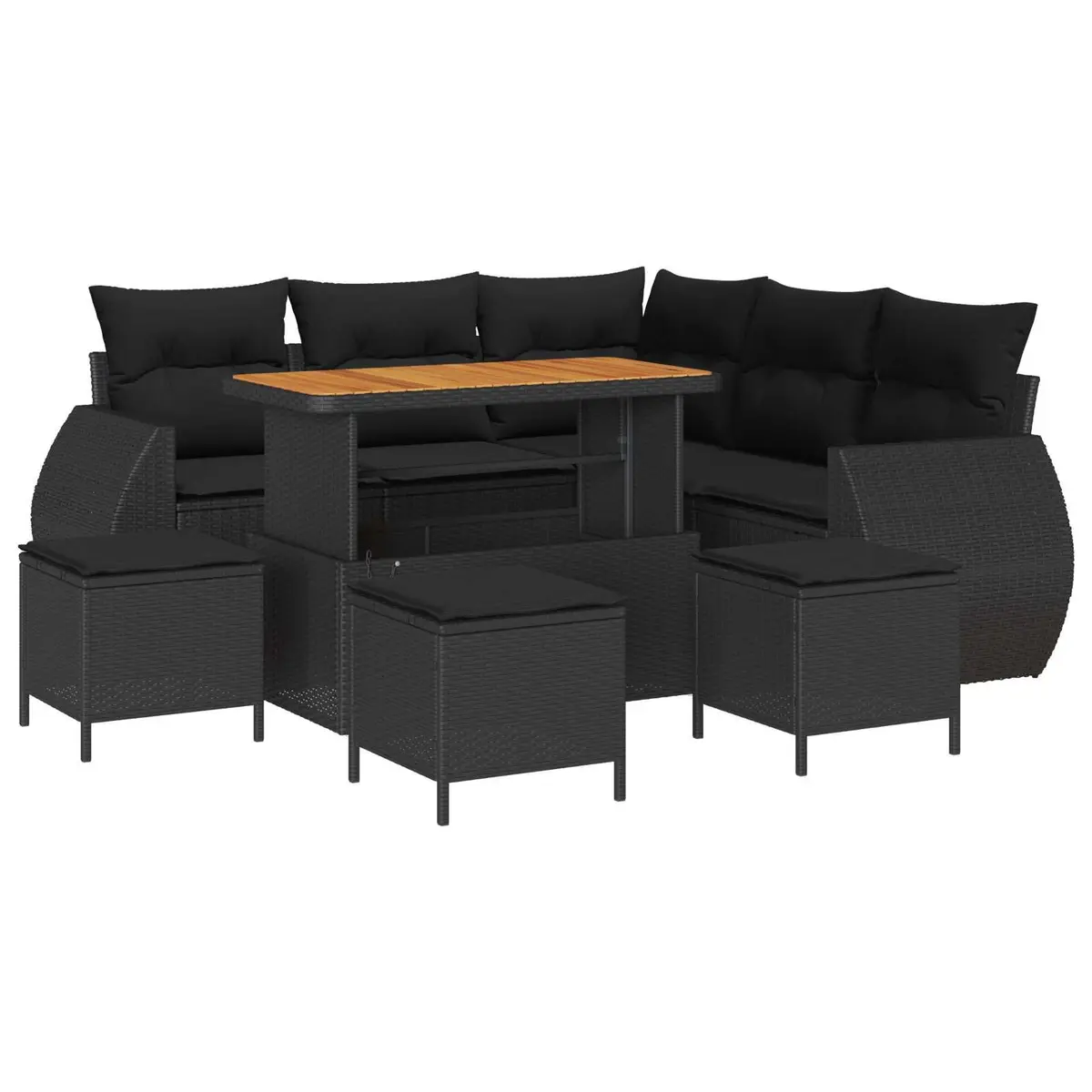 9-Piece Modular Garden Sofa Set in Black