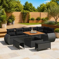 Premium 9-Piece Outdoor Garden Sofa Set in Black