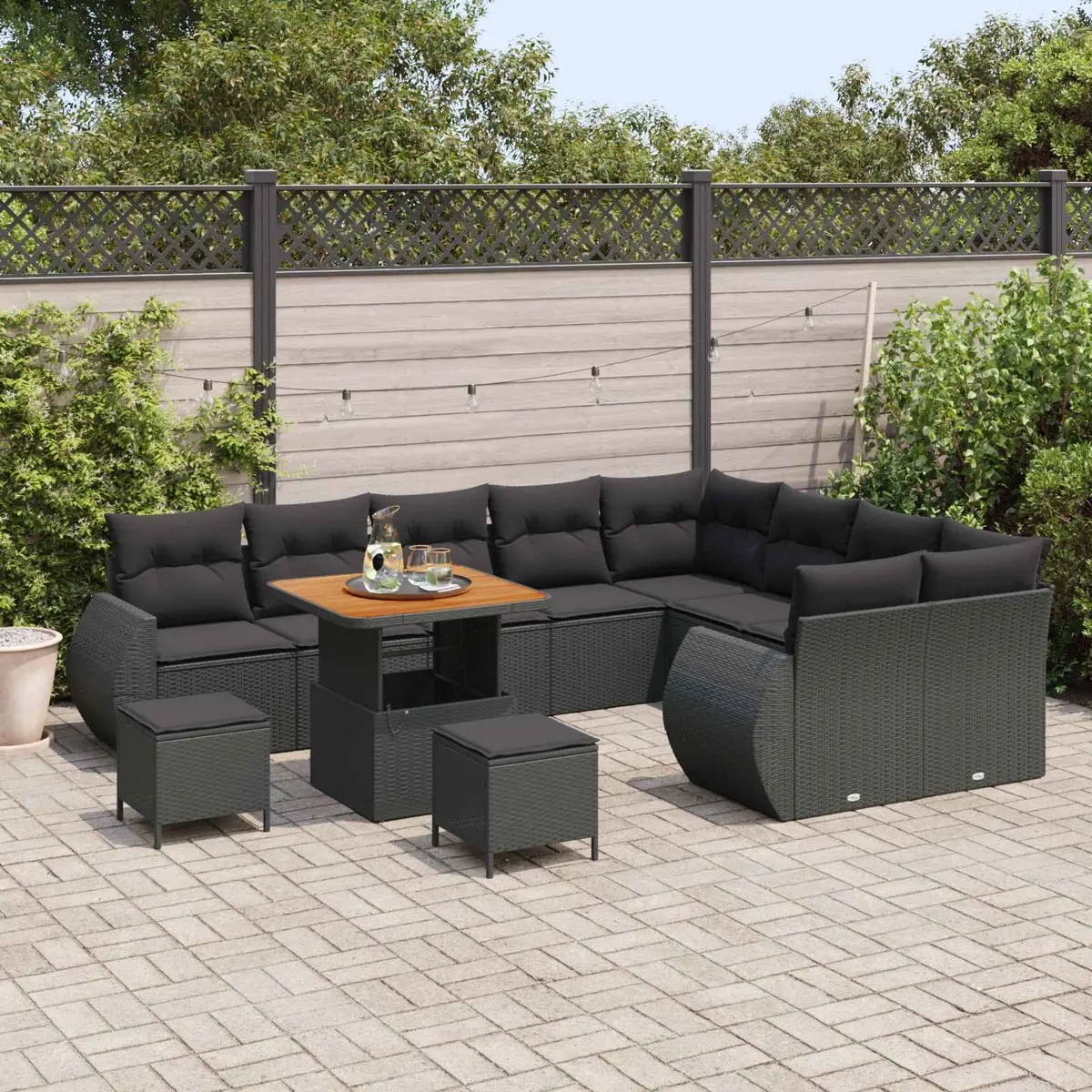 12-Piece Modular Garden Sofa Set with Cushions