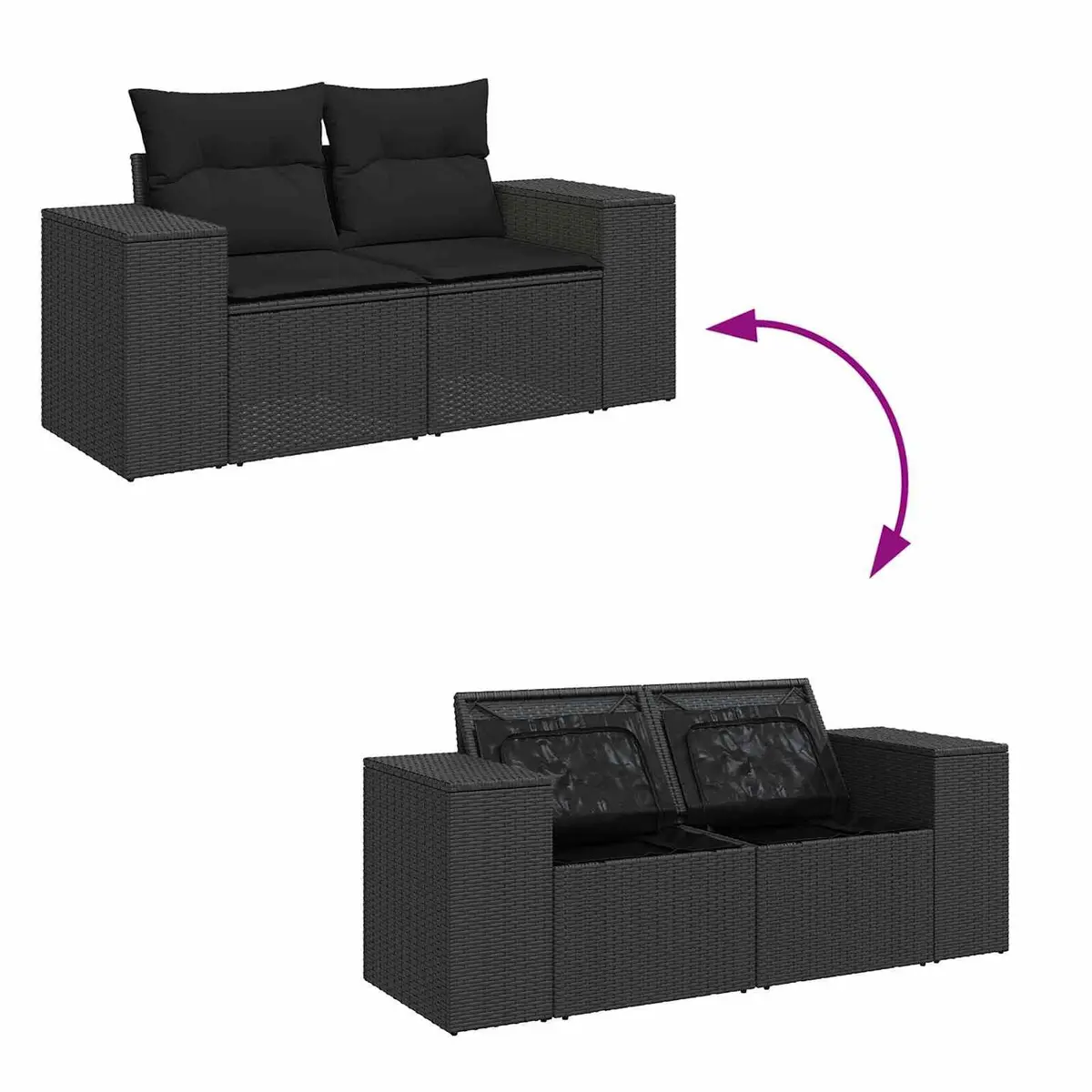 9-Piece Modular Garden Sofa Set with Black Cushions