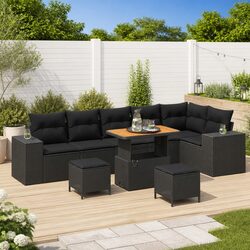Premium 9 Piece Modular Garden Sofa Set in Black