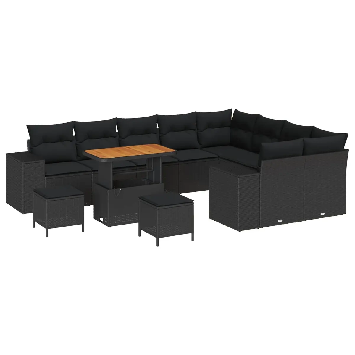 Modular Garden Sofa Set 12 pcs Black Outdoor Furniture