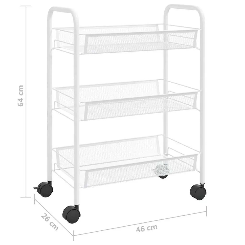 3-Tier Kitchen Trolley with Wheels and Brakes