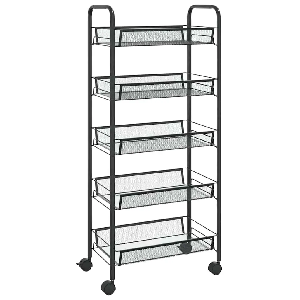 5-Tier Kitchen Trolley with Black Mesh Baskets
