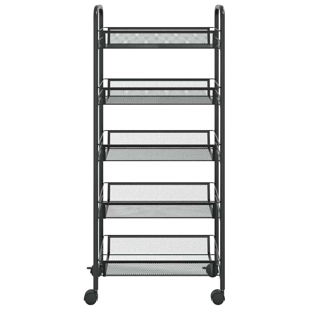 5-Tier Kitchen Trolley with Black Mesh Baskets