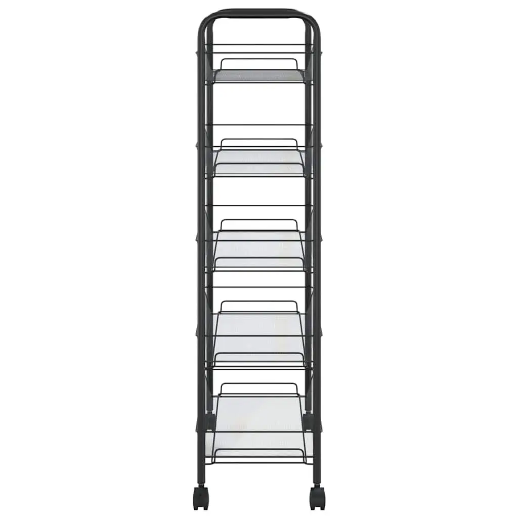 5-Tier Kitchen Trolley with Black Mesh Baskets
