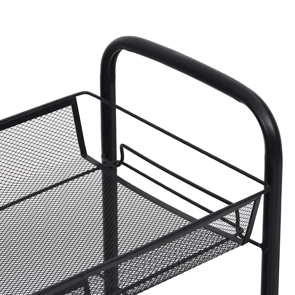 5-Tier Kitchen Trolley with Black Mesh Baskets